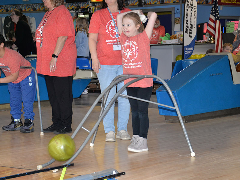 Alaina Jackson from Blue Ridge Elementary shows her bowling excitement.