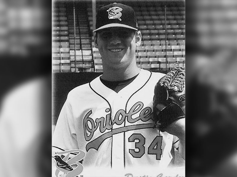 Shown is Dustin Carder. He pitched for the Baltimore Bluefield Orioles for two seasons.