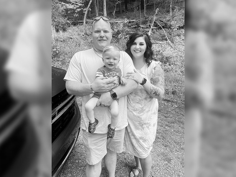 Geoffrey studied in an EMT program at North Georgia College and joined the Gilmer County EMT and Rescue in 2018. Geoffrey Daves holds son, Payton Daves, beside his wife, April Daves.