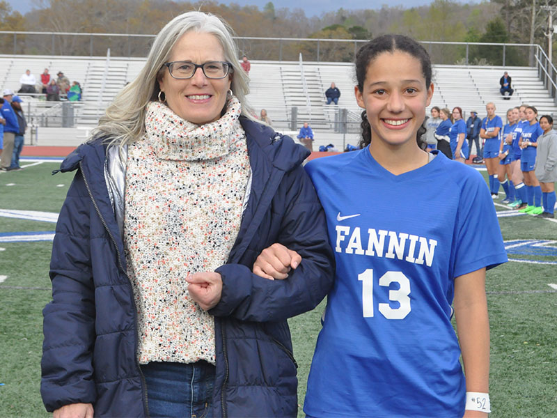 Fannin County High School recognized Stephanie Kirk on soccer Senior Night Friday, April 12. She is shown with her mother Karin Kirk. 