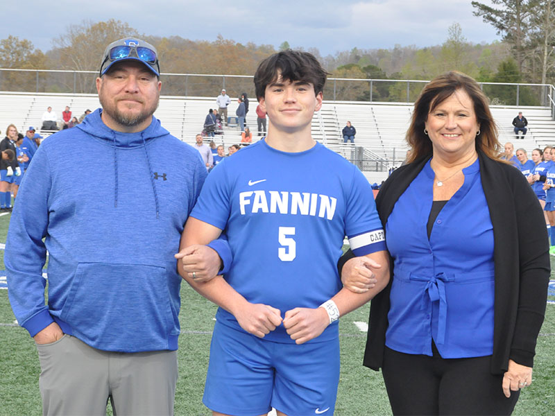 Fannin County High School recognized senior soccer player Turner Michael Friday. Michael is shown with his parents, Perian Michael and Johnathon Michael. 