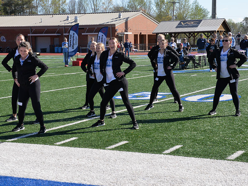 The Fannin County High School Rebelettes Dance Team entertained then helped the athletes during the Special Olympics Track and Field event. Shown during opening ceremonies are, front left to the back: Parker Stanley, Eva Mcnelley, Caylee Gaddis, Addie Lester, Emily Dickey, Callie Lewis, and Ragna Moeller.