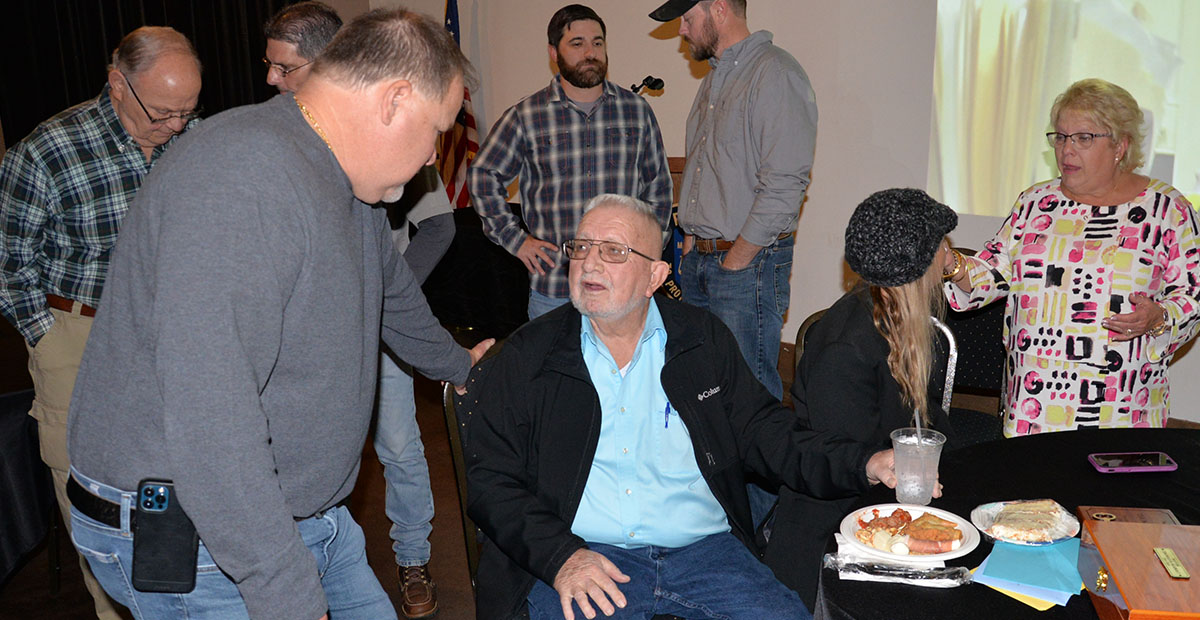 Mike Galinski was one of many McCaysville residents, business owners and friends to wish Thomas Seabolt well during a celebration at Tooneys.