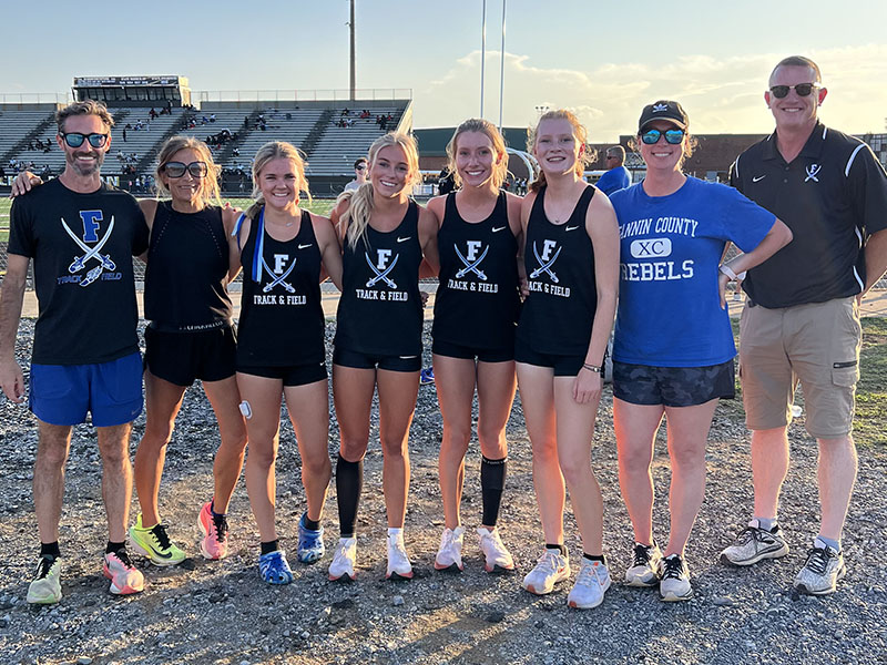 Annaleigh Cheatham, Carlee Holloway, Ava Acker, and Airianna Galloway, form left, Fannin County High School’s 4x400 meter relay team, will compete in the State Championships that start Thursday at East Jackson High School.