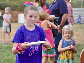 Taber Pass had her game face on as she tossed her frisbee in one of the booths at Fannin County elementary schools’ Fall Festival Friday, September 27. The event was held at the Kiwanis Fairgrounds.