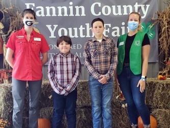 Rachel Wasserman is the new 4-H AmeriCorps member for Fannin County, and she has already been a part of multiple events, classes and more, including the recent Fannin County Youth Fair. Shown are, from left, County Extension Agent Ashley Hoppers, Jake Ware, Jake Williams and Wasserman.