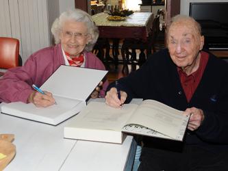 Ethelene Dyer Jones and Dale Dyer are shown at the Baugh House, home to the Fannin County Heritage Foundation, this past Saturday. Co-editors of four books about Fannin history, they signed copies for purchasers.