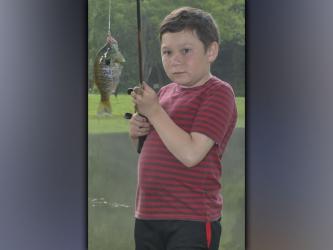 Kyle Bird shows off his nice Bluegill he caught at the Fannin County Recreation Department’s fishing camp Wednesday, July 28.