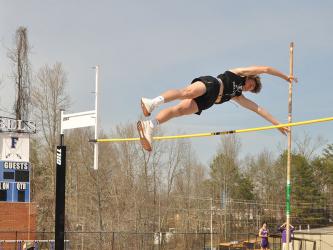 Tyler Stevenson extends as he clears over the crossbar in recent action for the Fannin County High School Track team. 
