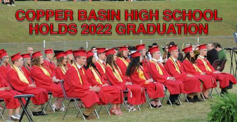 Members of the Copper Basin High School Class of 2022 wait patiently for graduation ceremonies to begin Friday night, May 20, on the football field at the high school.