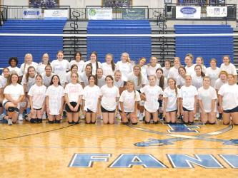 The Fannin County Middle and High School volleyball teams held a team tournament Thursday, July 14. Shown are, from front left, Mattie Mathis, Hannah Cochran, Ashlyn Jones, Avery Collis, Ali Jones, Megan Jones, Sienna Seagle, Jace Sanderson, Adalyn Stanley, Audrey Veal and Abigail Waters; from middle left, Alyssa Bolling, Blair Deal, Morgan Craine, Cali Tuggle, Rylee King, Kaylie Davenport, Maggie Leford, Maya Butler, Kaida Lenz, Lexi Howard, Maddie Pelfrey and Cassidy Walden; from top left, Emma Chambers, 