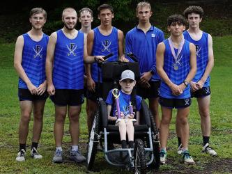 The Fannin County High School Boy’s Cross Country team was photographed after their race at Meek Park Tuesday, August 30. Shown are, front left, James Kyle, Sam Jabaley, Luke Callihan, Benjamin Bloch, Brady Smith, Gavin Davis, Zechariah Prater and Connor Kyle. 