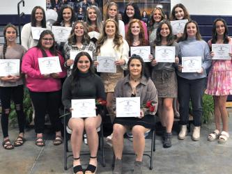 The Lady Rebels softball team is shown with their Lady Rebel awards. Shown are, from left, front row, Zoe Putnam and Chelsey Frye; middle row, Myla Rogers, Krislyn Odom, Noley Nations, Callie Ensley, Makayla Stiles, Aidyn Patterson, Joselyn Wood and Aaleyah Rogers; and back row, Jayden Bailey, Presley Daves, Kelsey Russell, Keslie Kea, Rachel Adams, Sydney German and Natalie Herendon.  