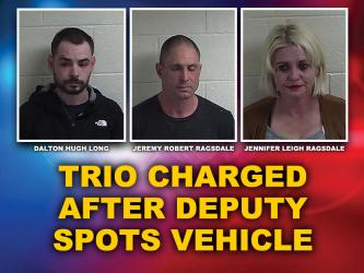 Three suspects were taken into custody after a Fannin County deputy sheriff spotted a truck that one of the suspects was known to drive sitting in a grocery store parking lot last week.