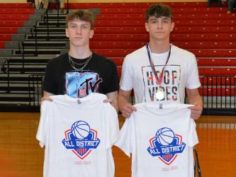 Connor Kimsey, left, and Justus Hamby, right, were awarded for being All-District first team selections. 