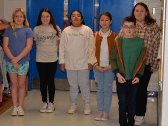 East Fannin Elementary School students Learh Rittenberry, Bristol Falls, Lynette Agustin Morales, Ella Pace, Baillie Traylor and Matthew Marlowe welcomed Fannin County Board of Education members and other system officials during the board’s Spring 2023 training session.