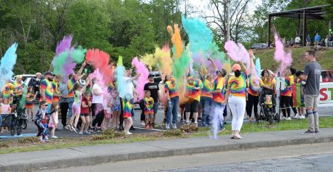 Sydnie’s Sunset Fun Run, a color run in honor of Sydnie Jones, was part of the festivities that dedicated the skate park bearing her name, Syd’s Place, in Blue Ridge Saturday. This splash of color kicked off the run.