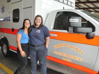 Sydney Chastain, left, is shown with the subject of her personality profile, Fannin County Emergency Medical Services Director Becky Huffman.