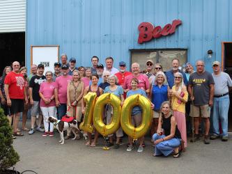 Freedom for Fido finished their 100th fence Thursday, July 27. To celebrate, Volunteers and supporters gathered at Fannin Brewery Friday, July 29. Shown are the volunteers  that helped build the fence.