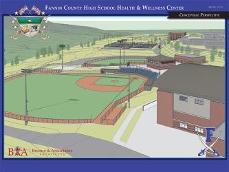 This is an artist’s rendering of the Health and Wellness Complex planned at Fannin County High School.