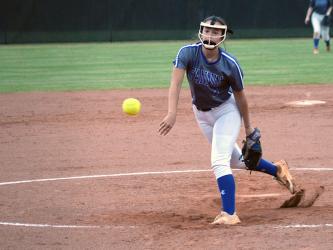 Jayden Bailey kept Gordon Central’s offense in check from the circle last week as the Lady Rebels won both games of a double header.