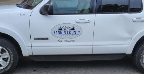 Vehicles used by the Fannin County Tax Assessors’ appraisal staff are clearly marked.