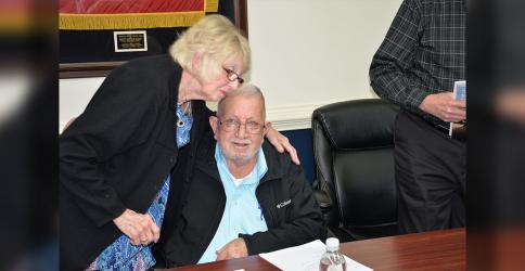 Gilita Carter wished Thomas Seabolt well at the end of the McCaysville City Council meeting.